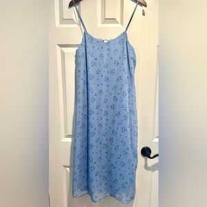 Monkl Brand, blue/flowered long spaghetti strap dress Size M purchased in Europe